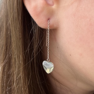 Heart Threader Earrings - Silver